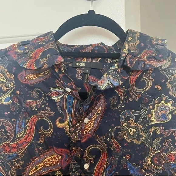 Maje Calista Button Down Paisley Top- Size 0; Like New Condition ( Never Worn) - Picture 3 of 13